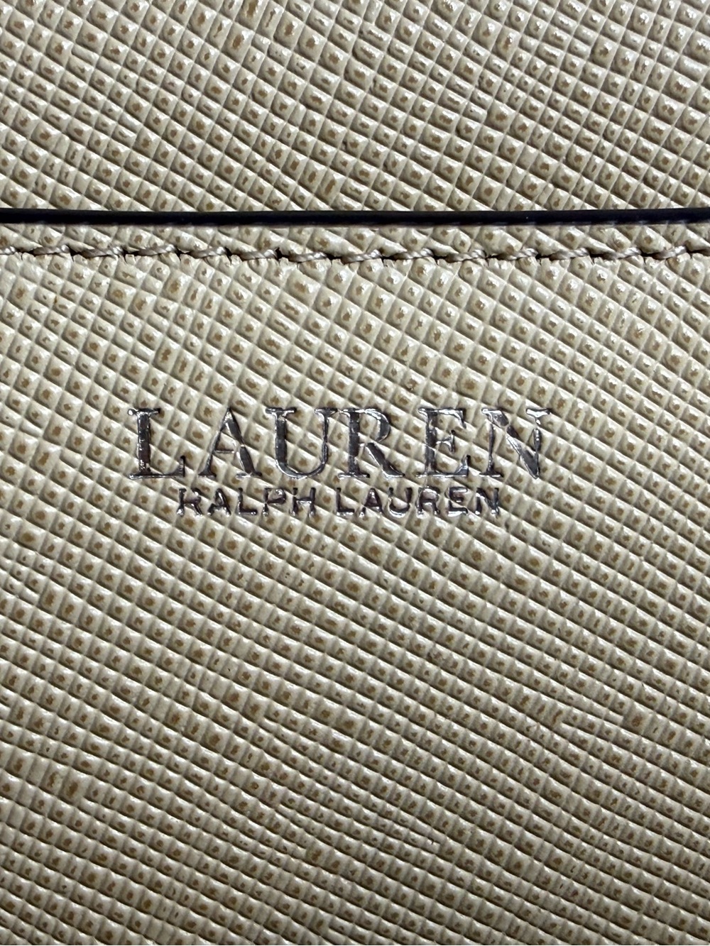 Ralph Lauren Beige Top-Handle Leather Satchel with RL Monogram - Picture 7 of 13